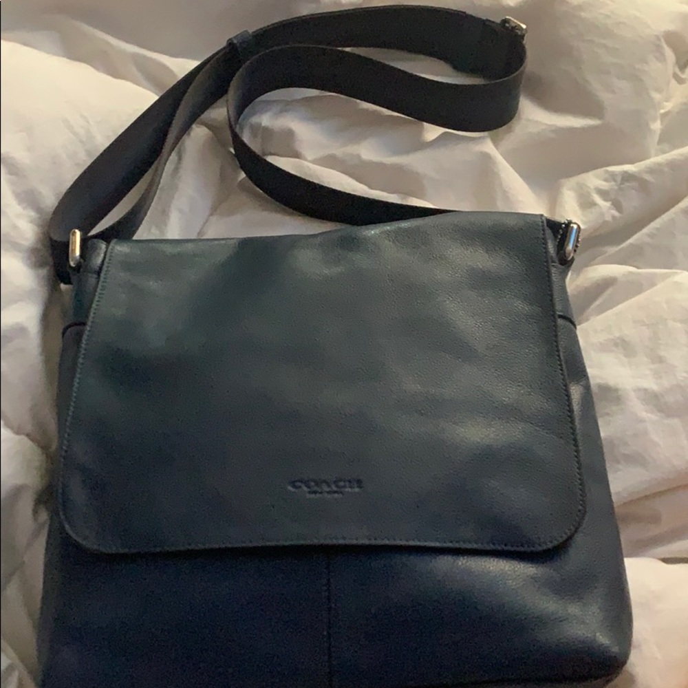Leather coach messenger bag